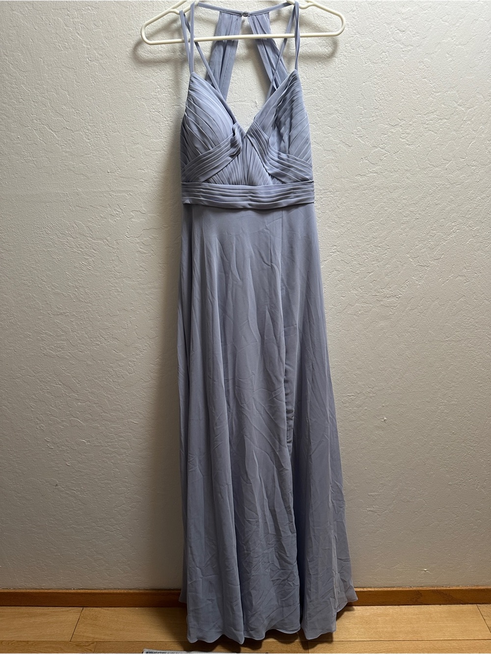Azazie Light Lavender Pleated Halter Chiffon Gown